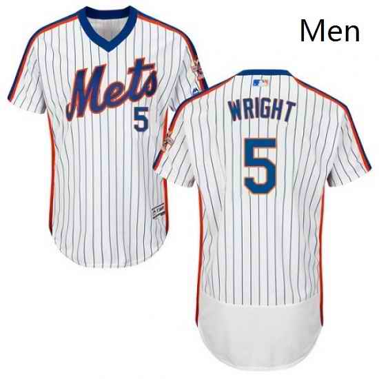 Mens Majestic New York Mets 5 David Wright White Alternate Flex Base Authentic Collection MLB Jersey